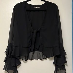 Tularosa Black Polyester Ruffle Blouse
